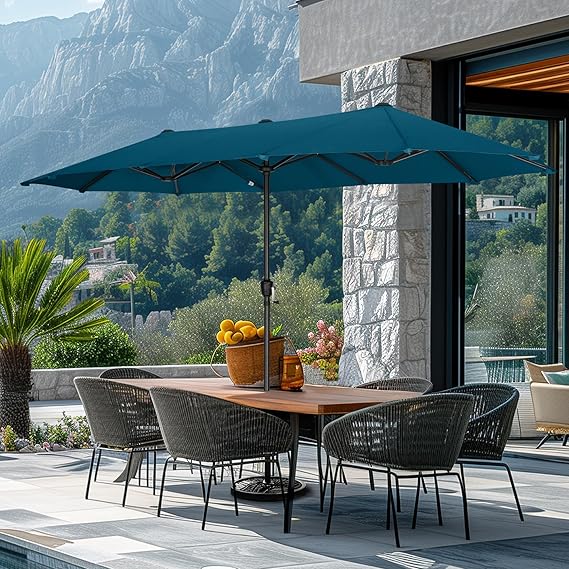 13ft Rectangle Patio Umbrella, Double Sided Outdoor Table Umbrella