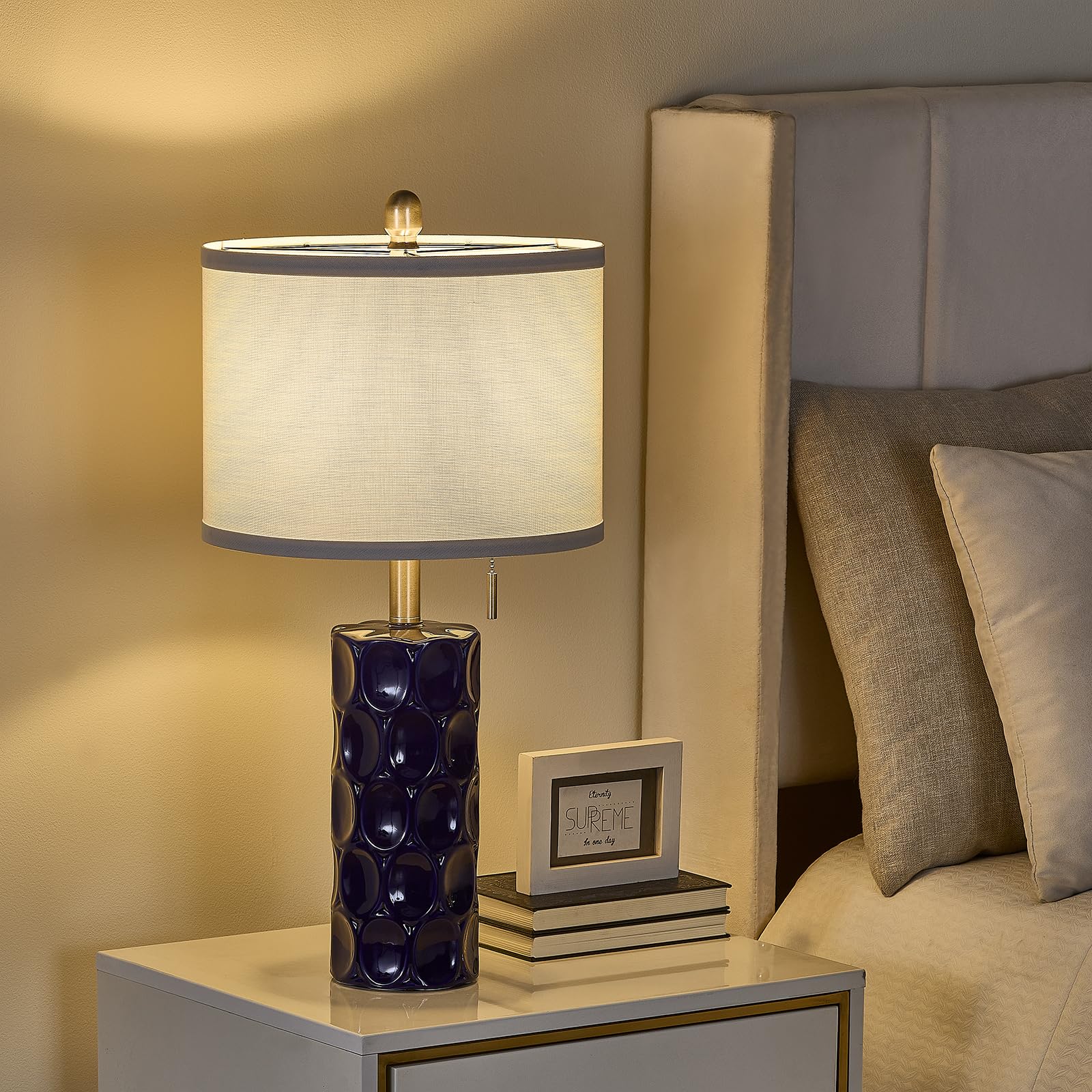 24.8" Modern Ceramic Table Lamp Set of 2 with Pull Chain