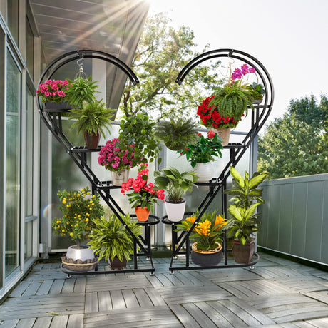 5 Tiers Metal Plant Stand Flower Stand Heart Shape Ladder Plant Stand