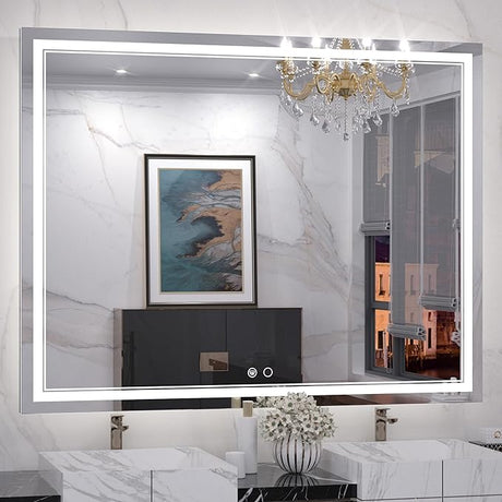 55 x 36 Inch LED Mirror Bathroom Mirror with Lights, UL Listed LED Driver,