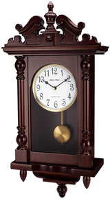 Wall Clock with Real Wood, 4 Chime Options, Swinging Pendulum, Antique Vintage Design