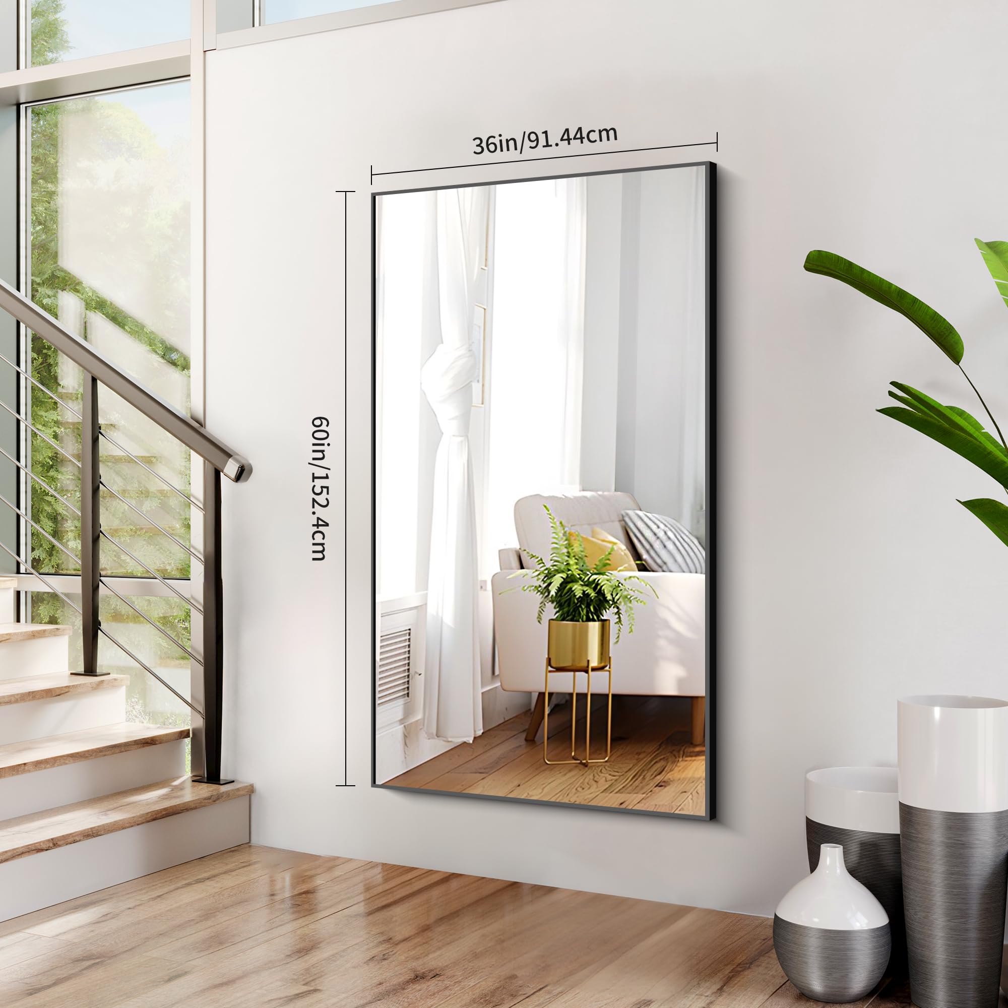 Black Bathroom Mirror for Wall,  Rectangle Mirrors