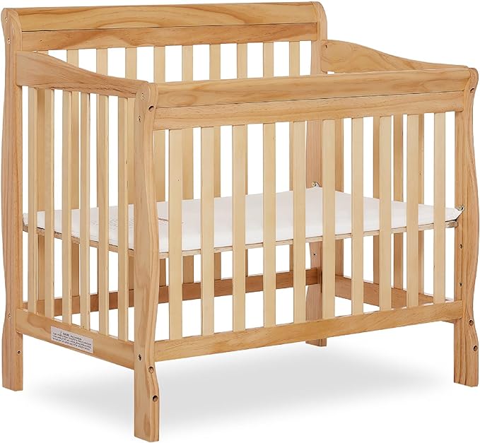 Aden 4-in-1 Convertible Mini Crib In White, Greenguard Gold Certified, Non-Toxic Finish