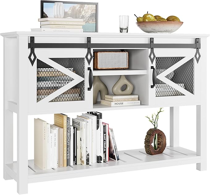 Farmhouse Entryway Table with Sliding Barn Doors
