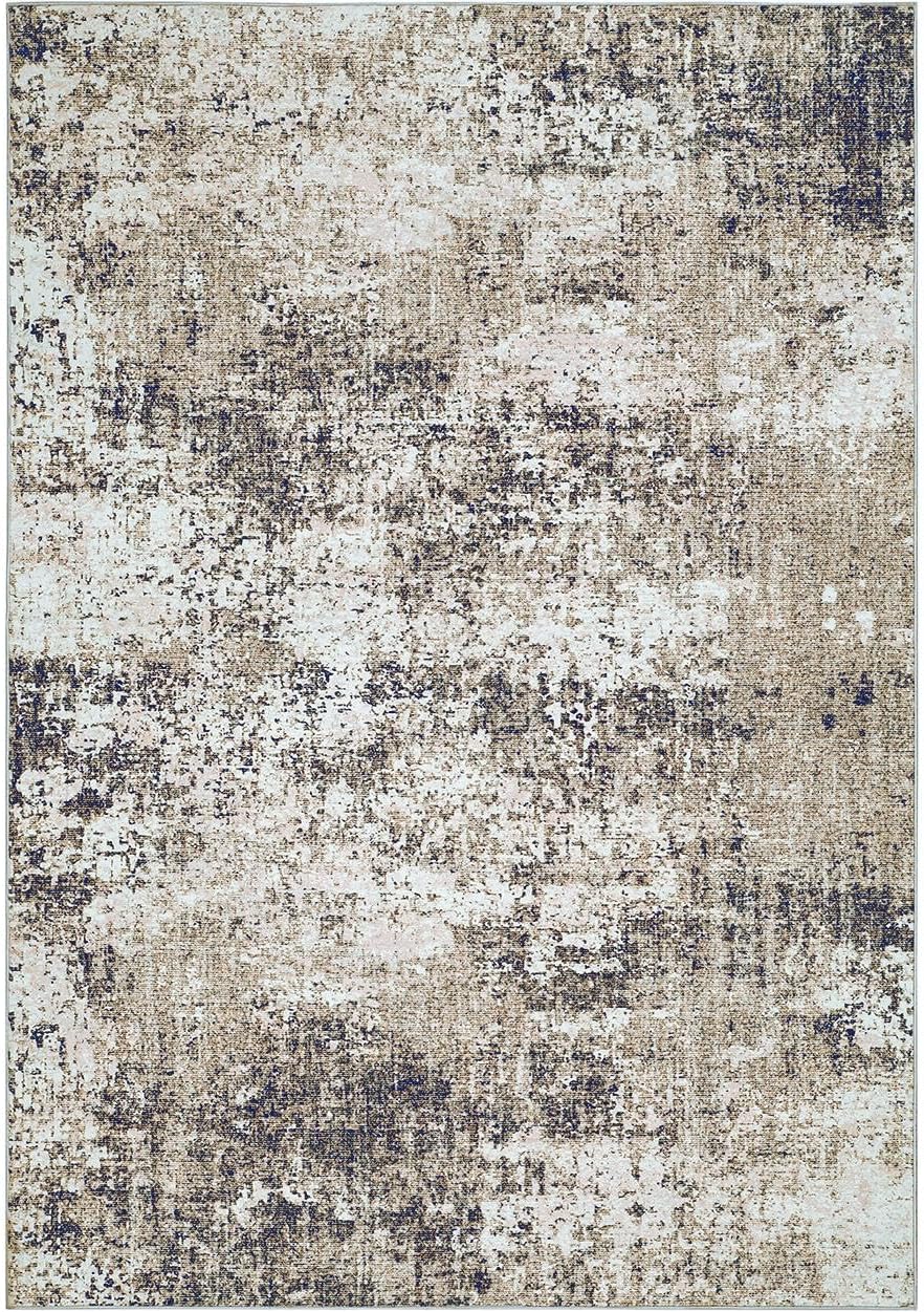 Modern Abstract Taupe Rug 5x7 Machine Washable Living Room Area Rug Kitchen Brown