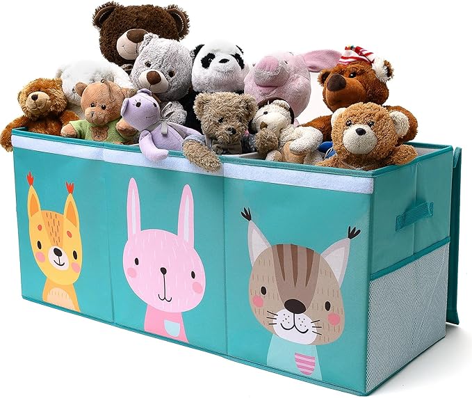 Toy Storage Organizer with Lid - Sturdy, Collapsible Toy Chest Storage Box Design - Toys