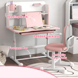 chair Set, Height Adjustable Kids School Study Desk and Chair Set with Tilt Desktop, Storage Drawer and Reading Rack for Writing, Reading and Drawing, Pink