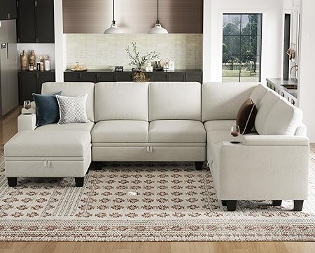 Sectional Sofa L Shaped Sectional Couch with Storage Ottoman Convertible