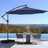 Offset Patio Umbrella - w/Base, Cantilever Offset Hanging Patio Outdoor Market Umbrella