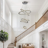 Modern Crystal Chandelier Lighting, 6 Ring Chandelier LED Ceiling Lights Fixtures