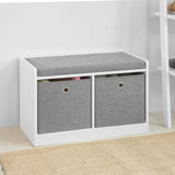 Storage Bench with Drawers & Padded Seat Cushion, Hallway Bench Shoe Cabinet Shoe