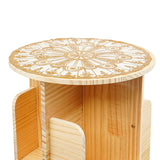 Wood Rotating Bookcase, Floor Standing Cylindrical Book Storage with Baffles Rack, 360