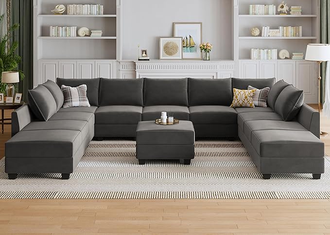 Modular Sectional Sleeper Sofa Couch with Ottoman Velvet Modular Sofa with Storage Seat onvertible Sleeper