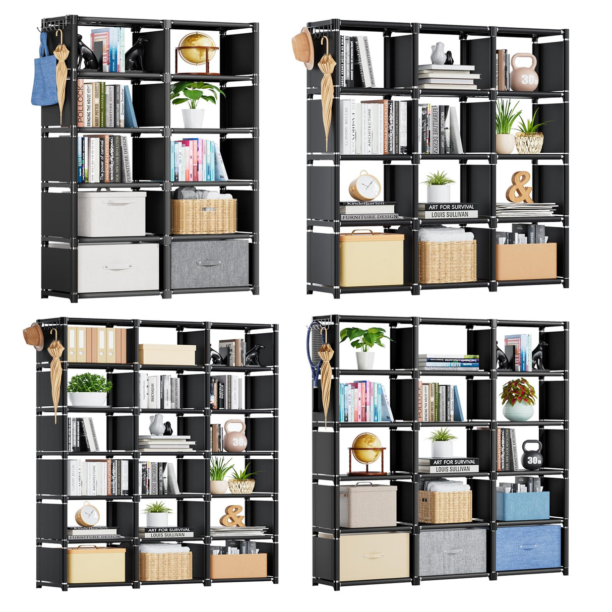 Book Shelf, 10+12+15+18 Cube Storage Organizer, DIY Bookcase