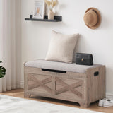 Storage Chest, Storage Bench with Safety Hinge, Barn Style Storage Trunk, Wooden