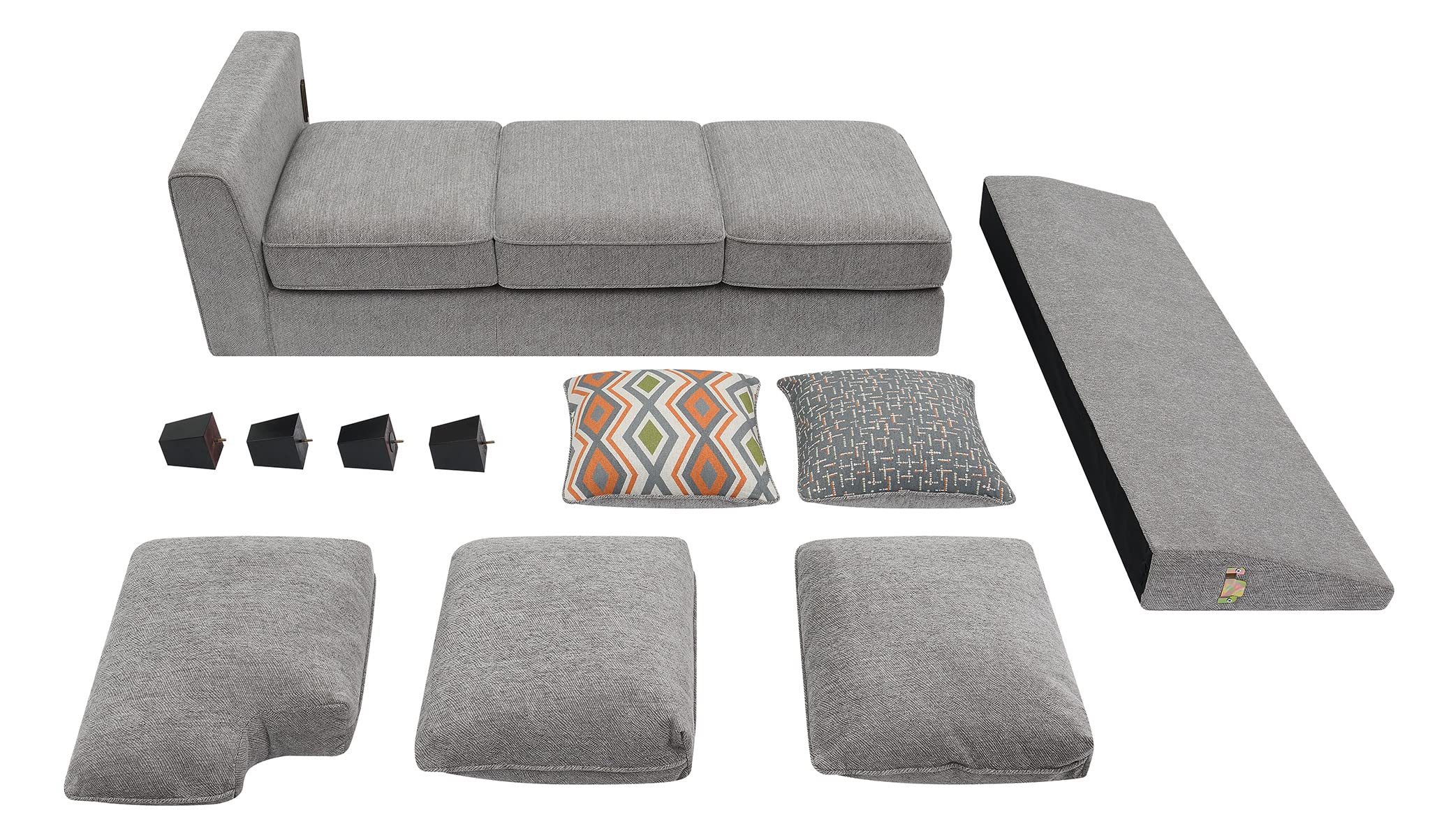 Sectional Sofa with 4 Cushions, Modern Tufted Micro Cloth L-Shaped Sofa Couch