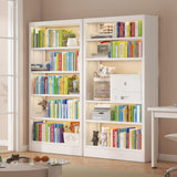 S71" Metal Bookshelf, 5 Tier White Bookshelf with Adjustable Storage Shelves