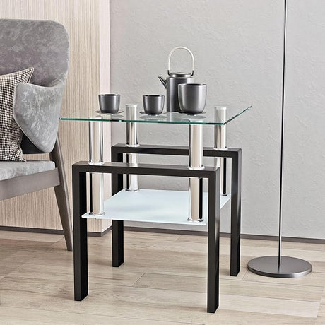 Modern Tempered Glass Coffee Table Set - 1/2/3 Piece Living Room Table Set - Sleek Design