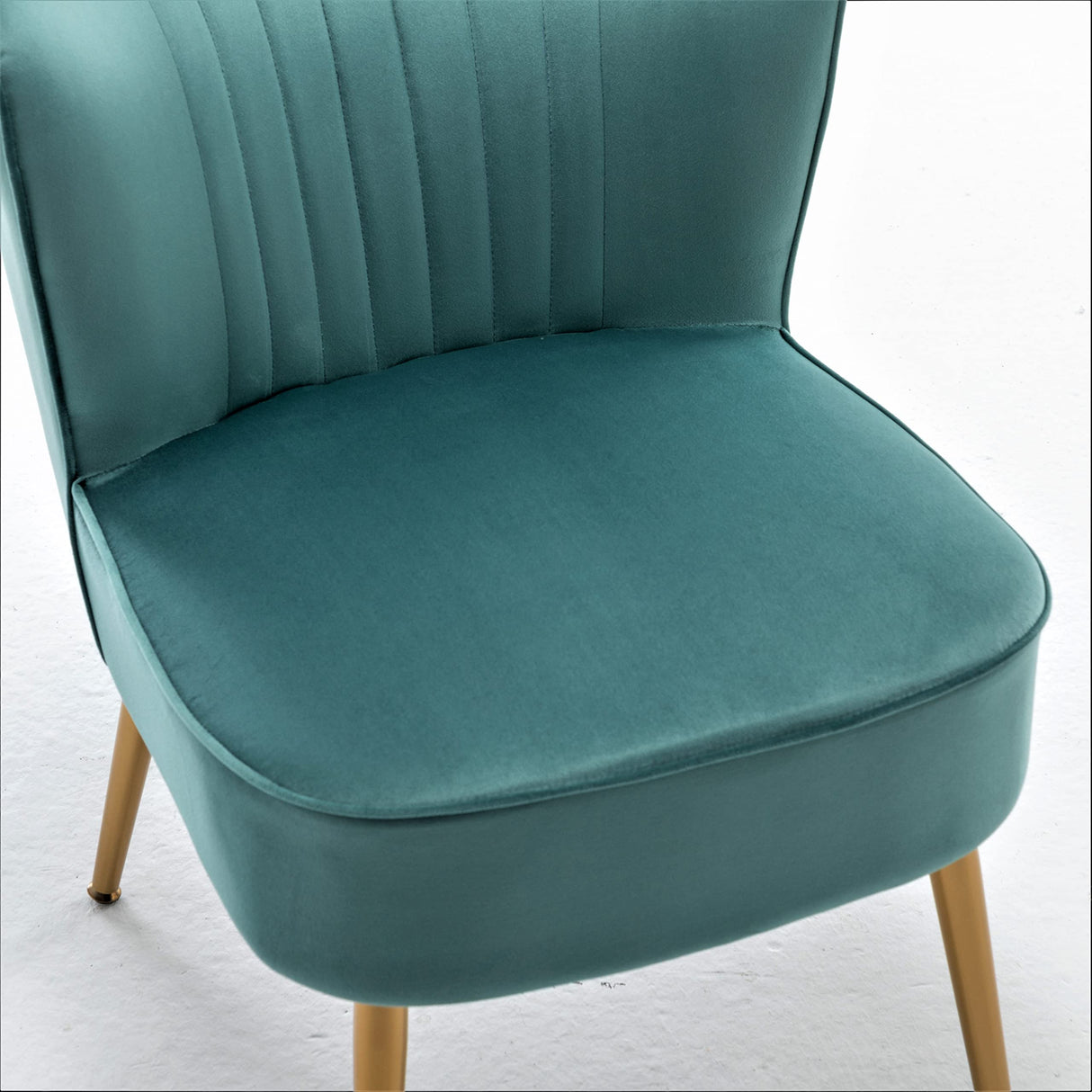 Modern Velvet Accent Chair for Living Room, Bedroom, or Entryway, Stylish and Comfortable Armless Design with Metal Legs, Teal