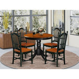 BCH-W 5 Piece Dining Room Table Set Includes a Round Wooden Table with Pedestal and 4