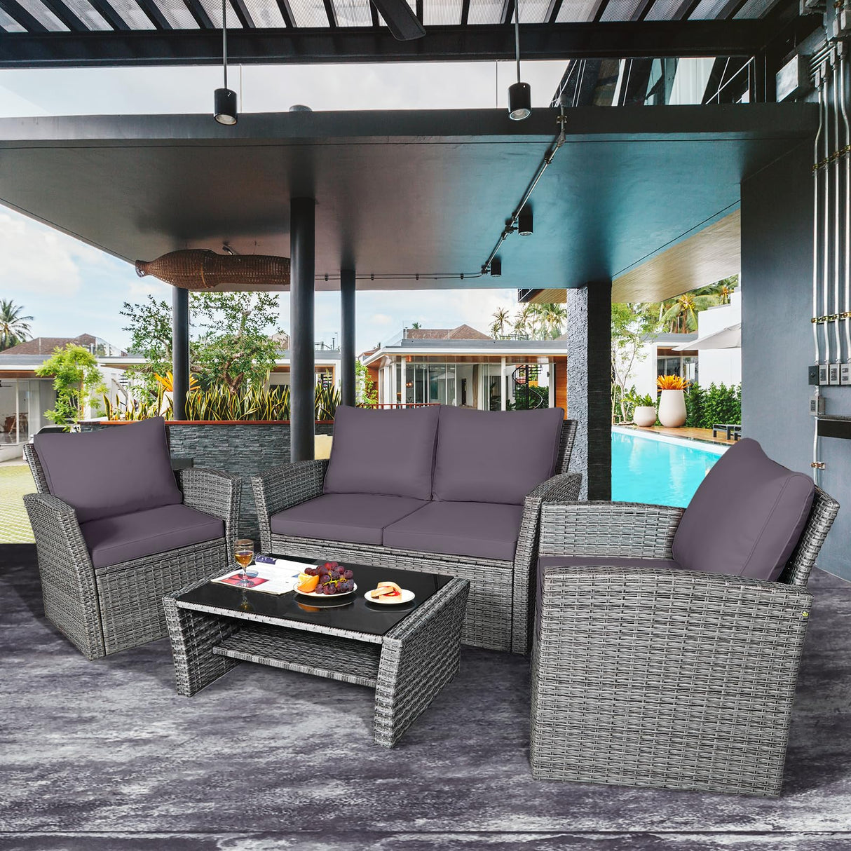 Furniture Set, All Weather Outdoor Sectional Rattan Sofa Set