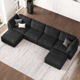 Oversized U Shaped Modular Sectional Sofa 6 Seat Corduroy Cloud Modular Couch