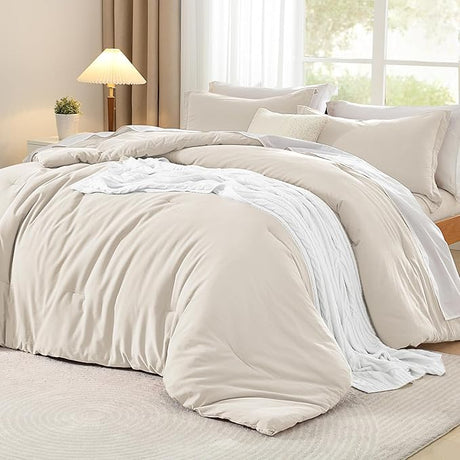 Sage Green Comforter Full Size, Cotton Comforter Solid Color 3 Pieces, Breathable Aesthetic Soft Bedding Set All Season(1 Comforter 79x90 inch, 2 Pillowcases)