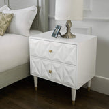 Sheerah Two Drawer Geo Texture White Nightstand