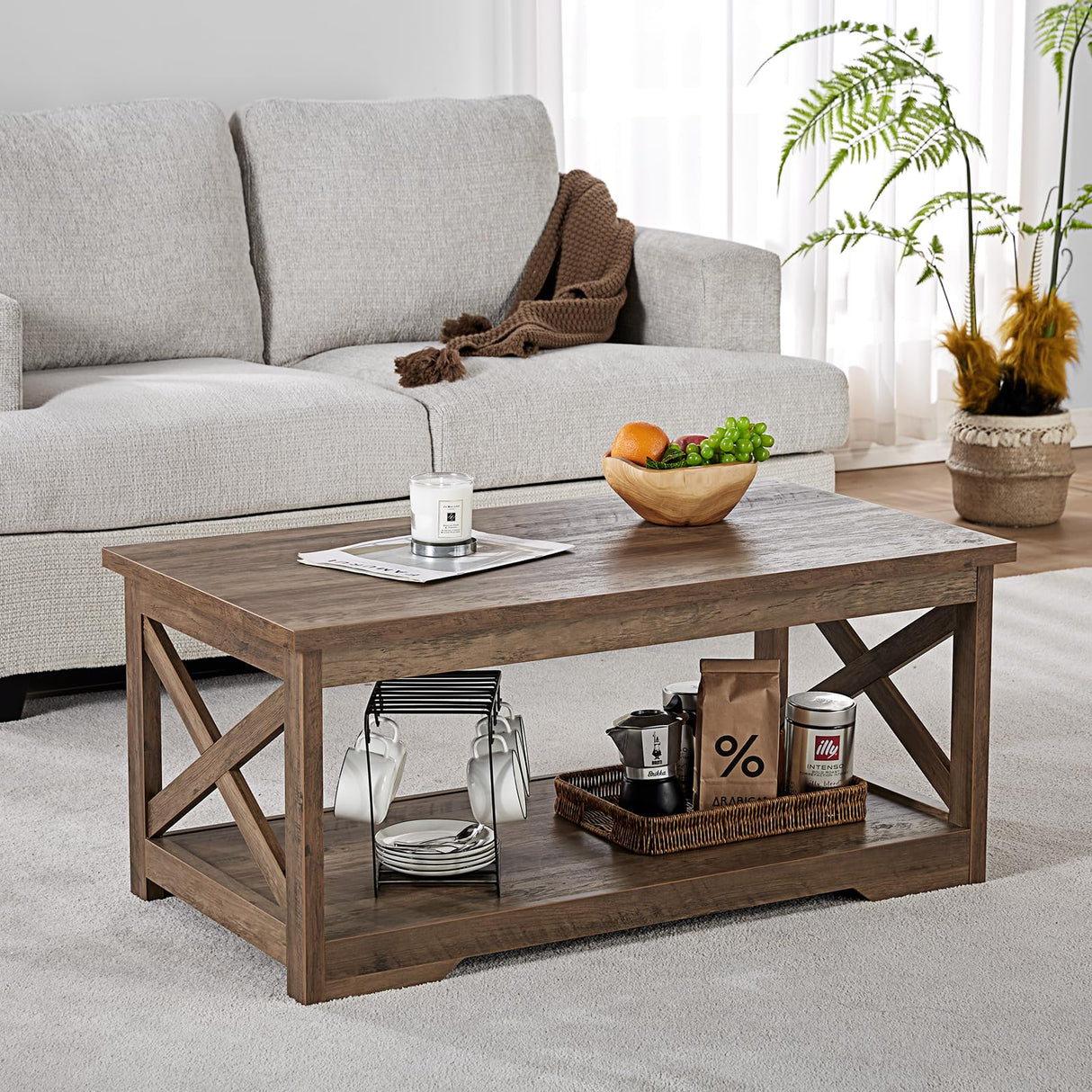 3-Piece Farmhouse Table Set includes Coffee Table& Two End Tables