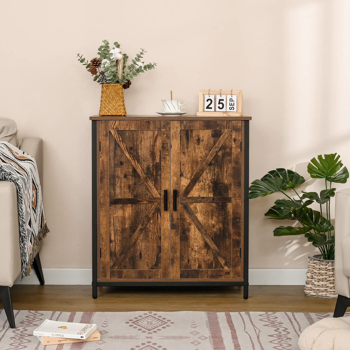 Storage Cabinet, Industrial Floor Cabinet with 2 Doors & 1 Shelf, Storage Cabinet