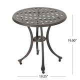 Lola Outdoor 19" Cast Aluminum Side Table, Bronze Finished