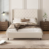 Queen Velvet Platform Bed with 58" Wingback Headboard