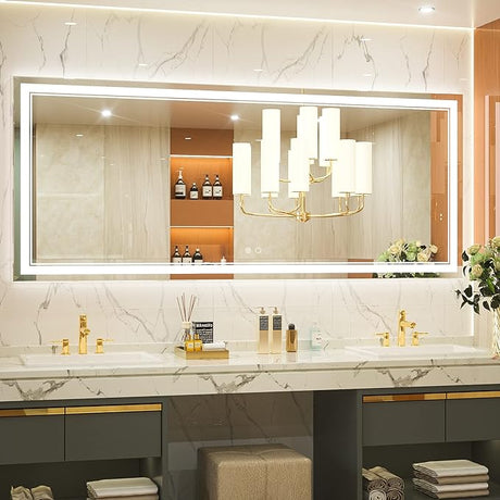 55 x 36 Inch LED Mirror Bathroom Mirror with Lights, UL Listed LED Driver,