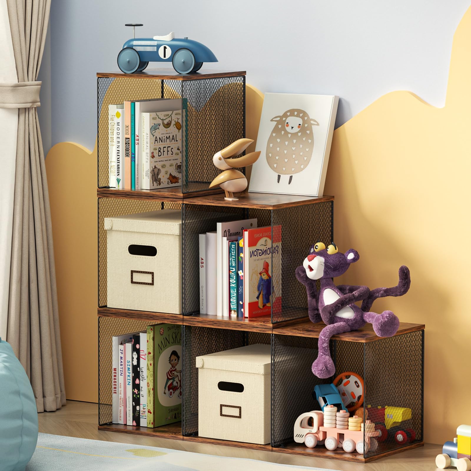 2 Cube Organizer Book Shelfs DIY Variable Stackable Cube Storage Organizer for Kid Bedroom、
