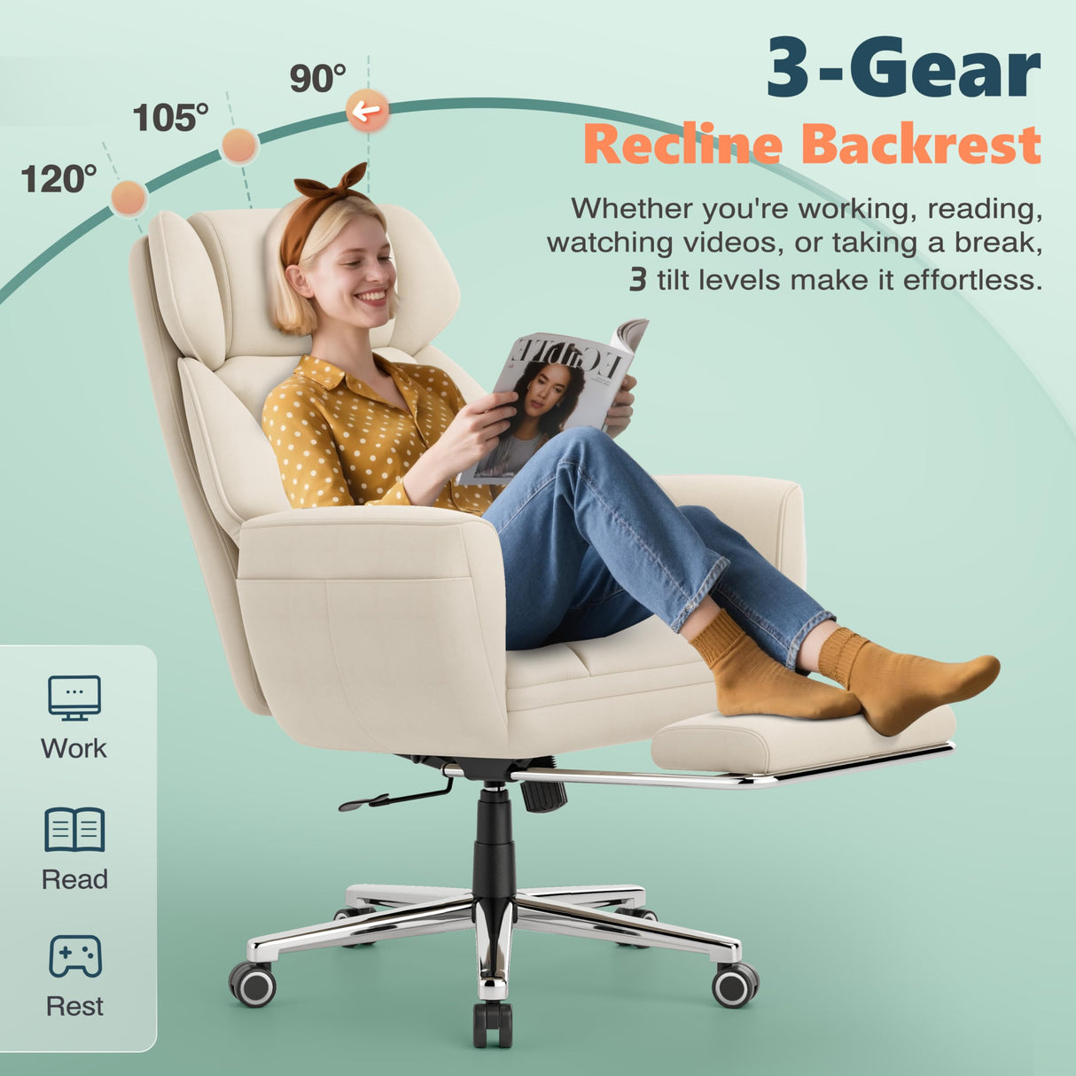 Criss Cross Office Chair with Footrest - Big and Tall Executive Desk Chair