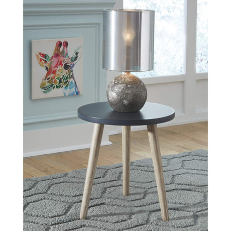 Fullersen Small Round Wood Accent Table, 18.5', Dark Blue