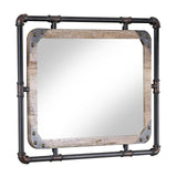 Marico Industrial Wall Mirror with Metal Frame and Nailhead Trim