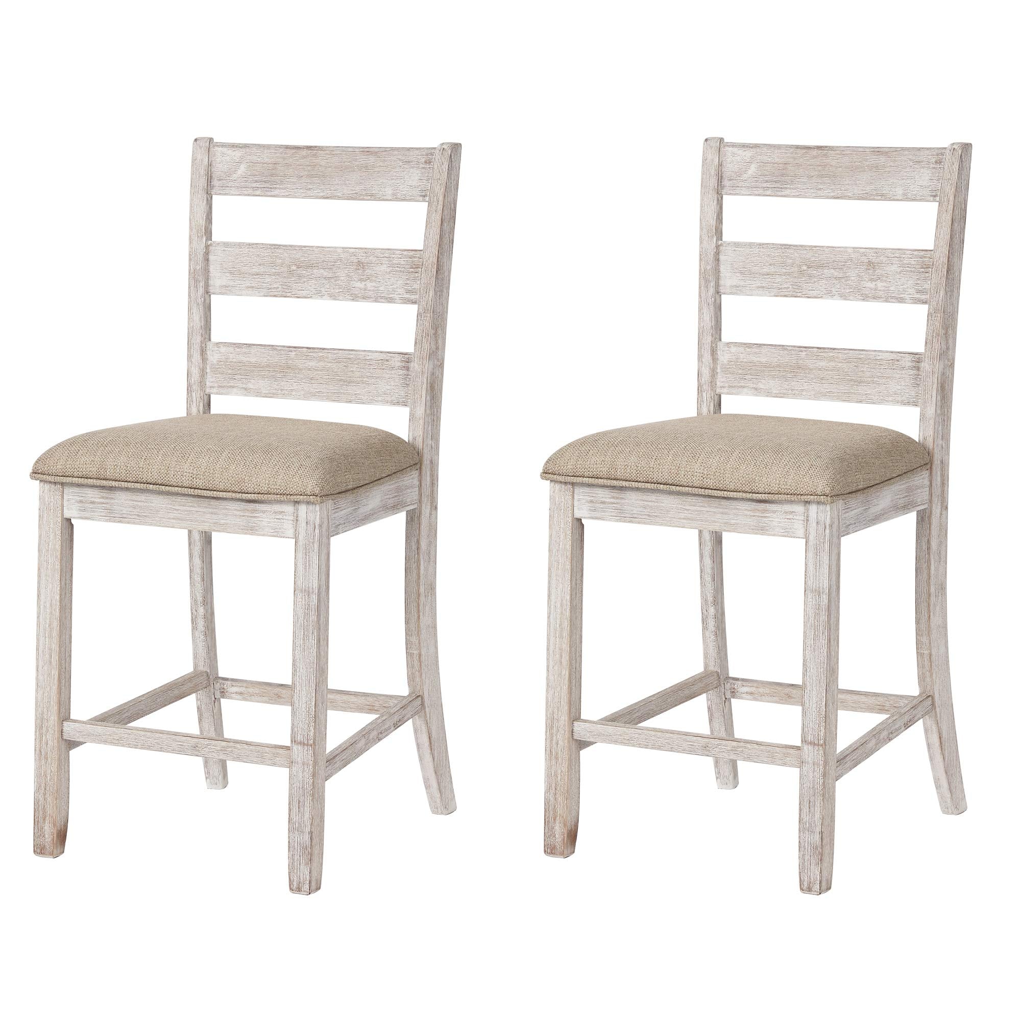 Skempton 24" Counter Height Upholstered Barstool, Set of 2, Antique White
