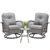 Swivel Patio Chairs, Outdoor Rocker Table and Chairs 3 Piece Bistro Set 360° Rattan Wicker