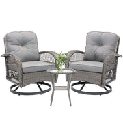 Swivel Patio Chairs, Outdoor Rocker Table and Chairs 3 Piece Bistro Set 360° Rattan Wicker