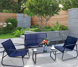 Sofia 4-Piece Patio Outdoor Furniture Set with Strong Powder Coated Metal Frame