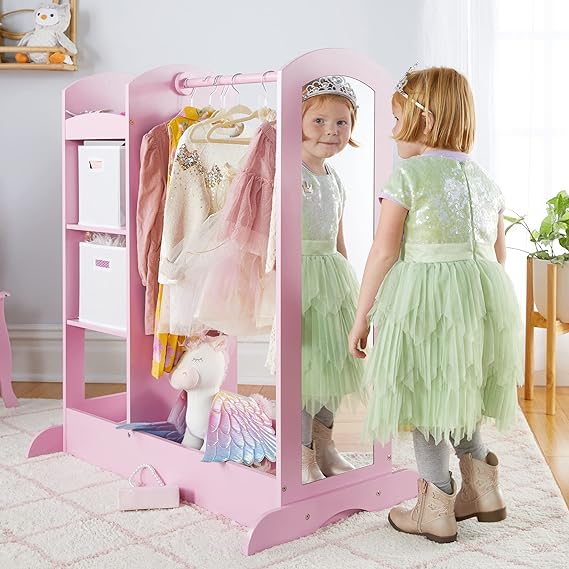 Store Dress-up Center – Lavender: Pretend Play Storage Closet with Mirror & Shelves