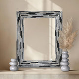 24"x30" Reeded Tiled Sea Glass Aqua Blue Vanity Mirror for Bathroom Wall