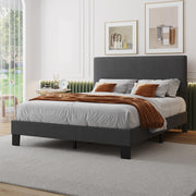 Queen Bed Frame with Headboard,Linen Upholstered Bed Frame with Wood Slats Suppor