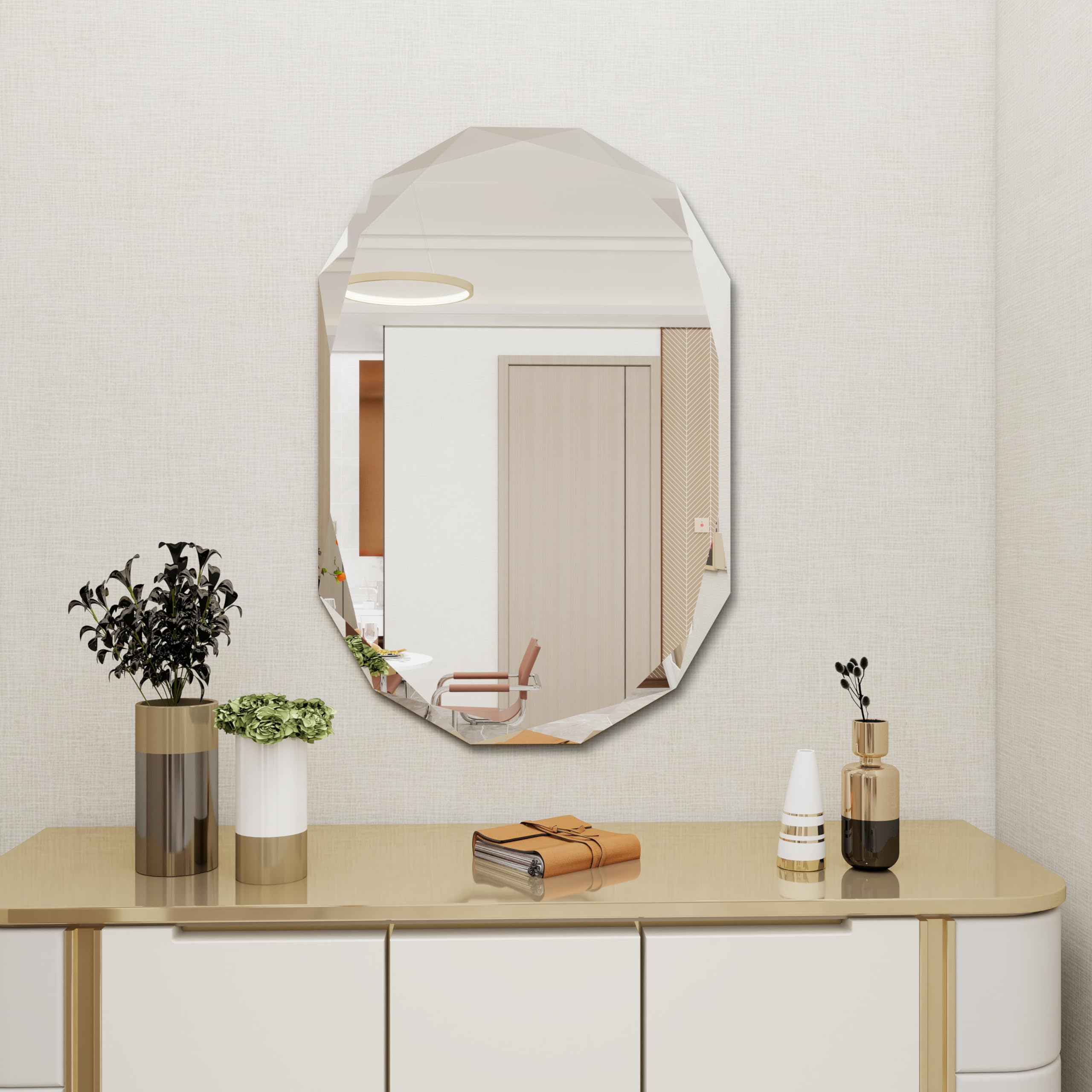 22x30 Inch Beveled Bathroom Mirror - Frameless Wall Mirror