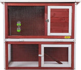 Wooden 35Inch Assembled Rabbit Hutch Indoor Outdoor for Multiple Rabbits