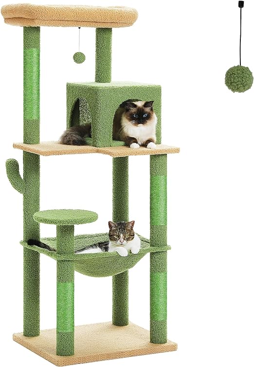 56.3'' Tall Cat Tree for Indoor Cats Multi-Level Cat Tower