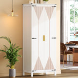 72" Tall Storage Cabinet, Modern Kitchen Pantry Cabinet with Carved Design for Doors