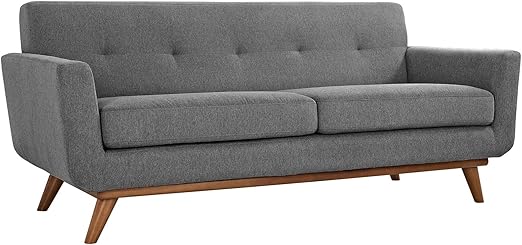 Engage Mid-Century Modern Upholstered Fabric Loveseat in Citrus