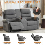 Manual Loveseat Recliner Sofa, Home Theater Seating with Console